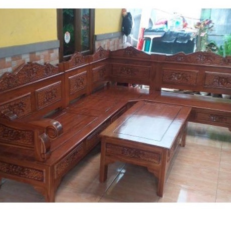 KURSI TAMU BAGONG SUDUT MINIMALIS JATI