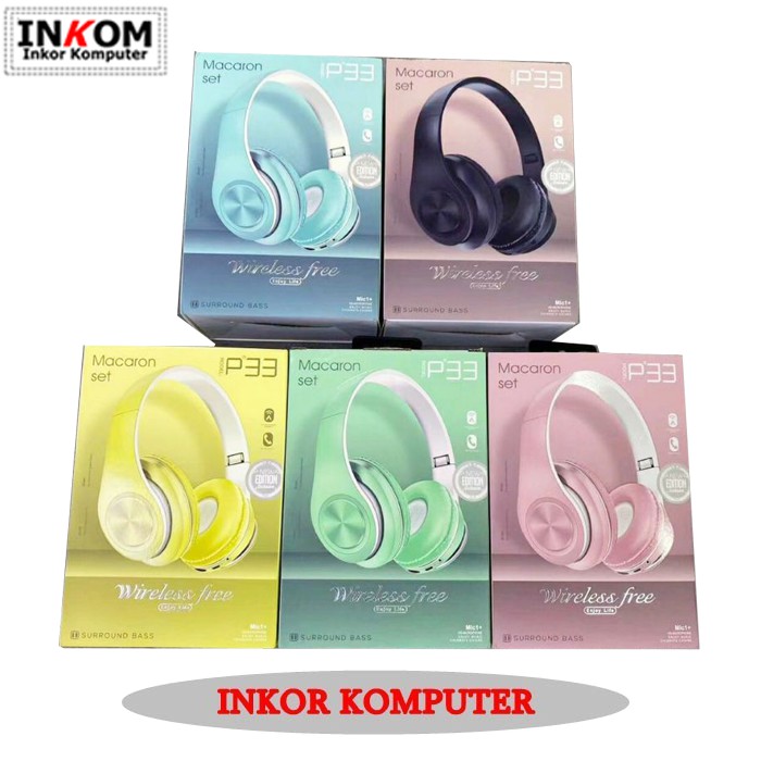 Headset Bluetooth inpods Macaron P33 / Headphone Inpods Macaron