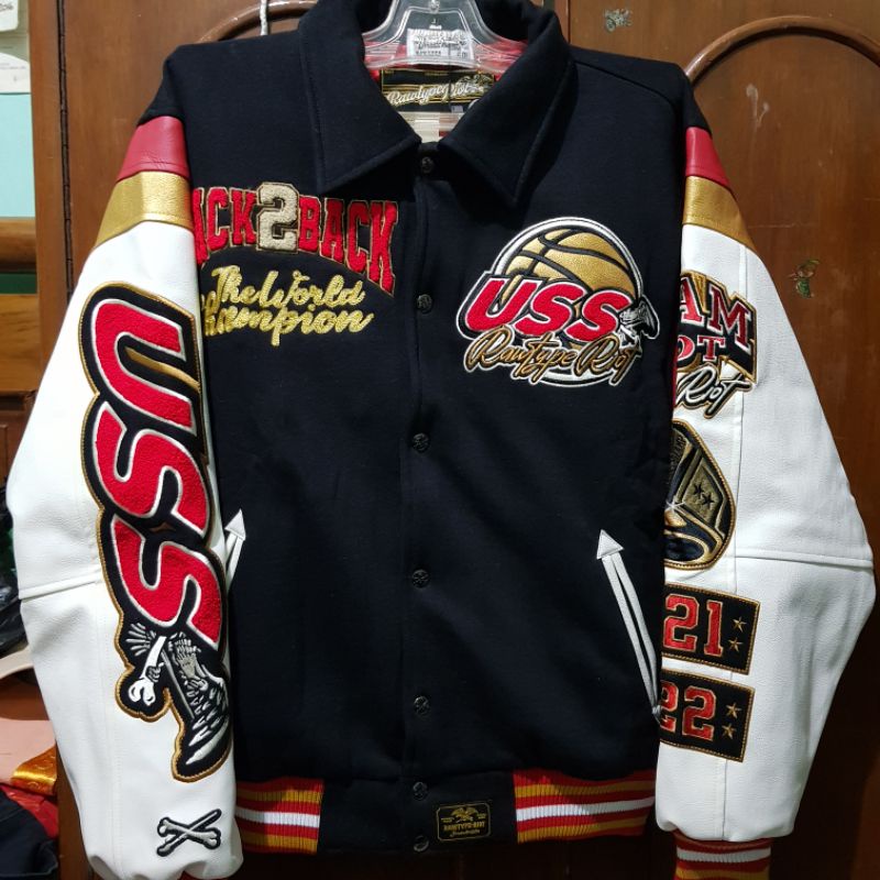 Rawtype Riot x USS - Varsity Champ Back 2 Back/ Varsity Jacket Jaket - XL - L