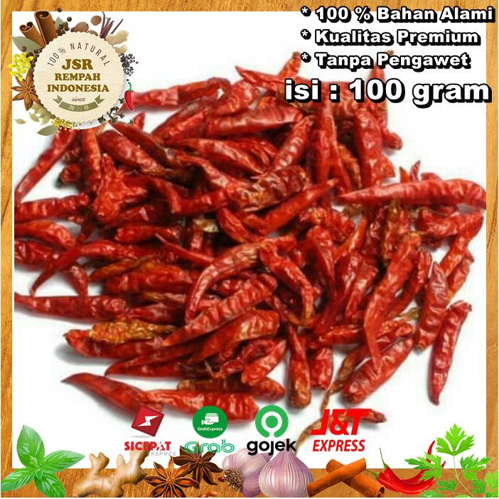 

CABE KERING ASLI ISI 100 GRAM BUMBU DAPUR JSR REMPAH KUALITAS PREMIUM