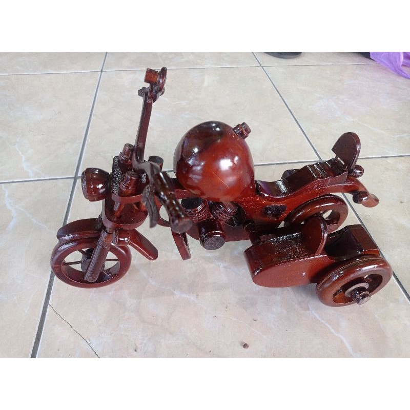 Pajangan Miniatur Diecast Harley Davidson Model Citung Ukuran Jumbo Bahan Kayu