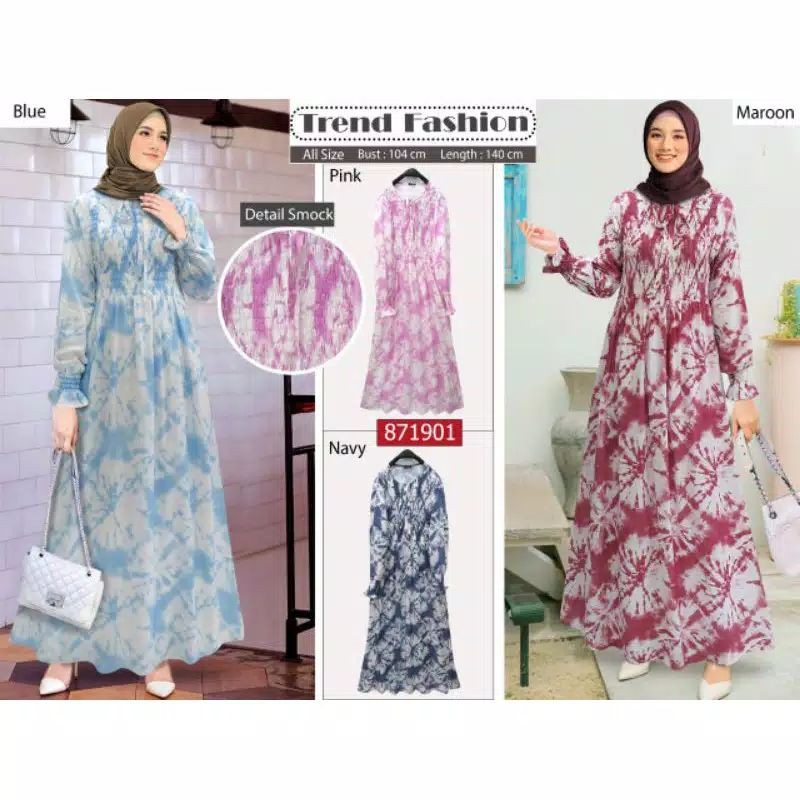 gamis smoke/gamis extu/gamis tie dye/gamis rayon