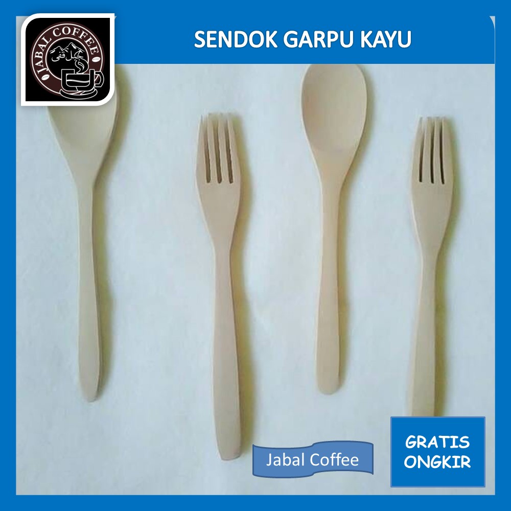 Sendok Kayu Makan / Set Sendok Garpu Bahan Kayu