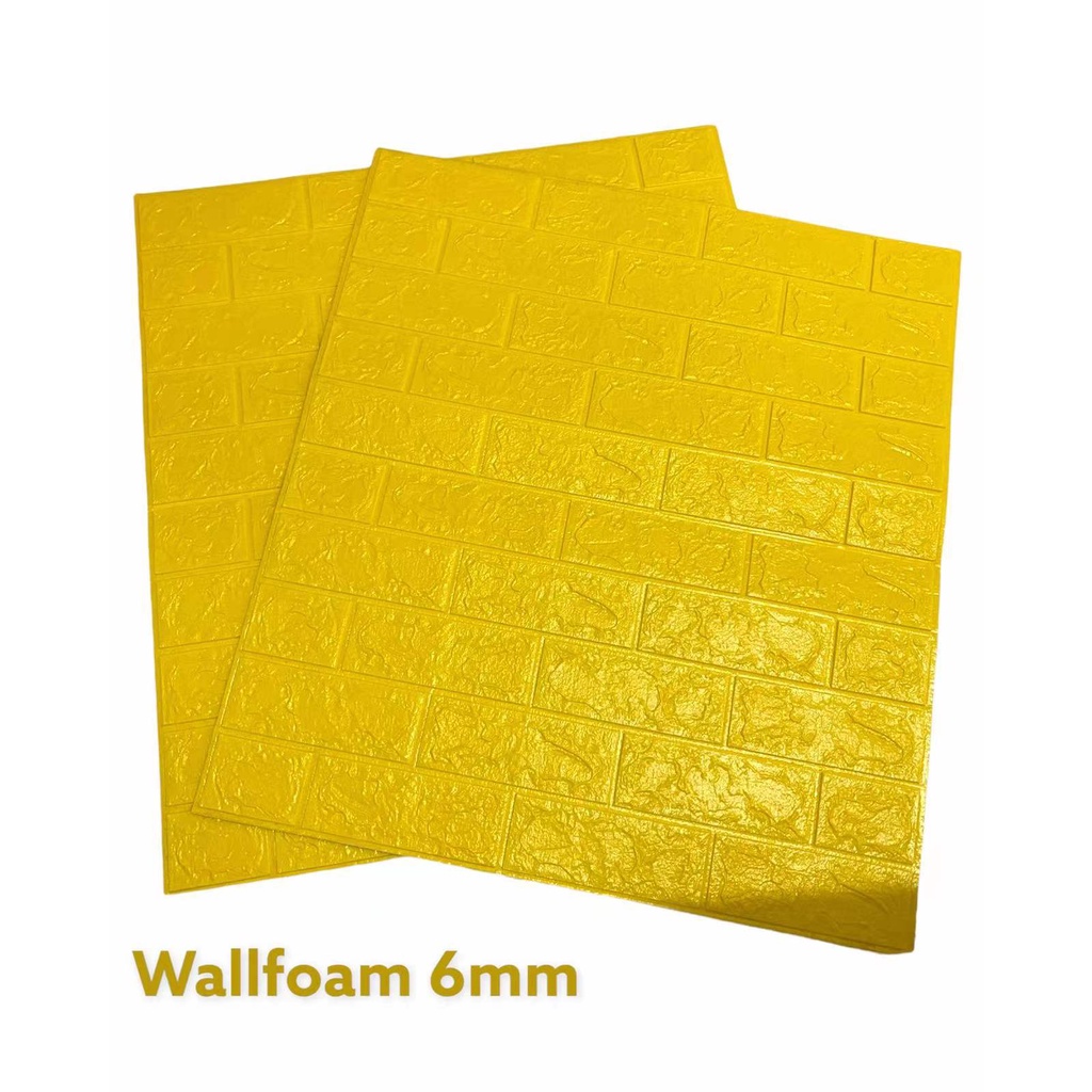 Wallpaper Dinding 3D / Wallfoam Bata Kuning //Ukuran 70cm x77cm x6mm//dekorasi ruangan //Fabelio Wallpaper// Murah Meriah