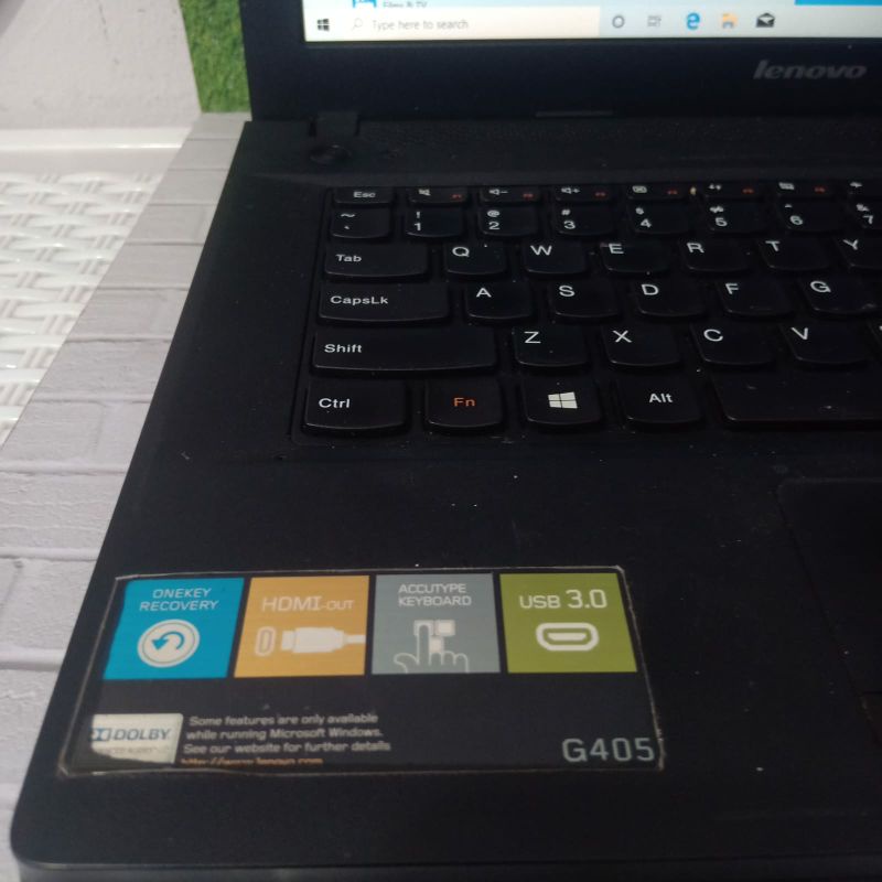 Laptop Lenovo G405, Amd E1-2100 Ram 4Gb HDD 320GB Vga Amd Radeon HD 8210 Layar 14 inch Full aplikasi ok