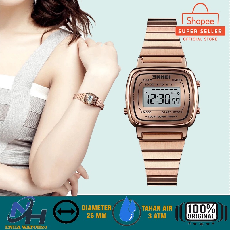 PROMO Jam Tangan Cewek Digital SKMEI 1252 Jam Tangan Wanita Digital Stainless Steel Jam Remaja Putri