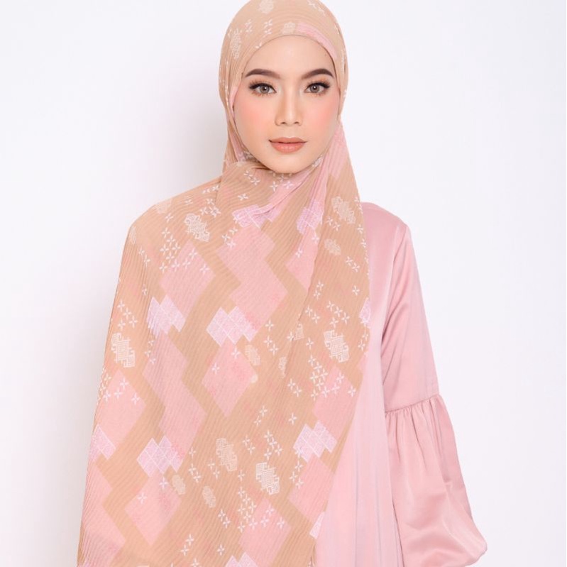 hijab jilbab pashmina instant plisket motif Toraja