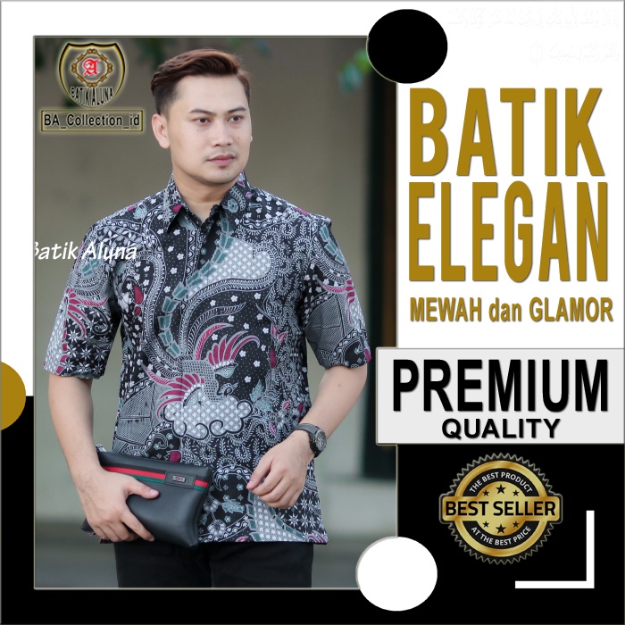 Baju Batik Pria Lengan Pendek Kombinasi Terbaru Terlaris Formal Cowok laki Furing Modern Casual Kant