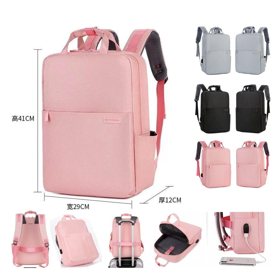 Backpack Ransel Nylon Waterproof with luggage 14 15 16 inch USB Port