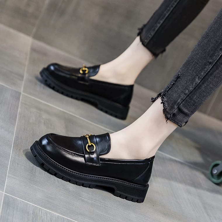 SEPATU WANITA LOAFERS / DOCMART  BLACK DOFF NEW PREMIUM DK 02