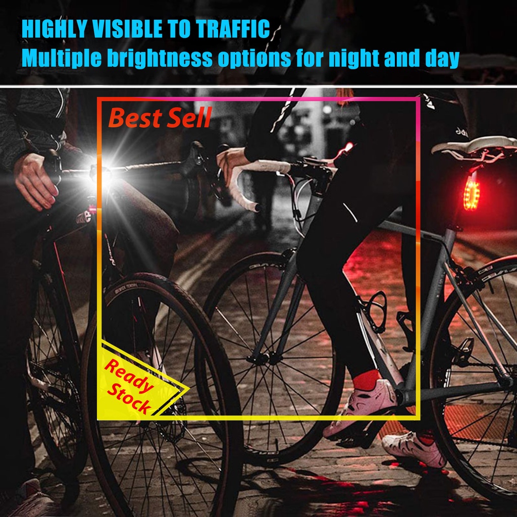 Bike Headlight Taillight Set Rechargeable LED Bicycle Front Rear Light Set