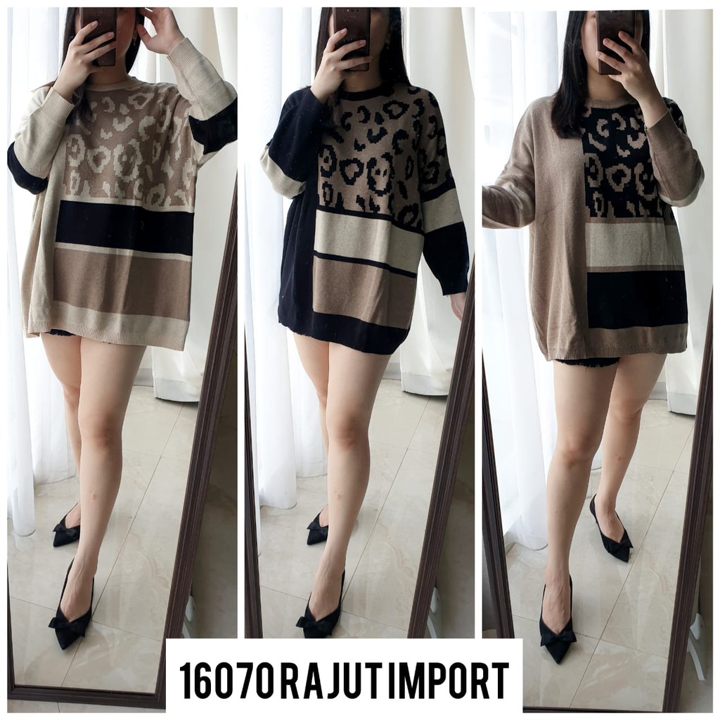 atasan big size jumbo rajutan import wanita