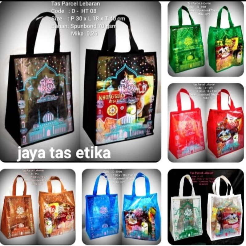 tas parcel godiebag lebaran idul Fitri cover mika spunbond