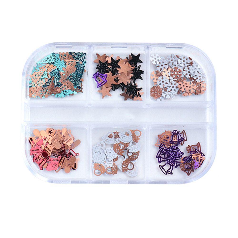 Chooky Serpihan Payet Glitter Bentuk Campur 6 Sekat Untuk Dekorasi Nail Art