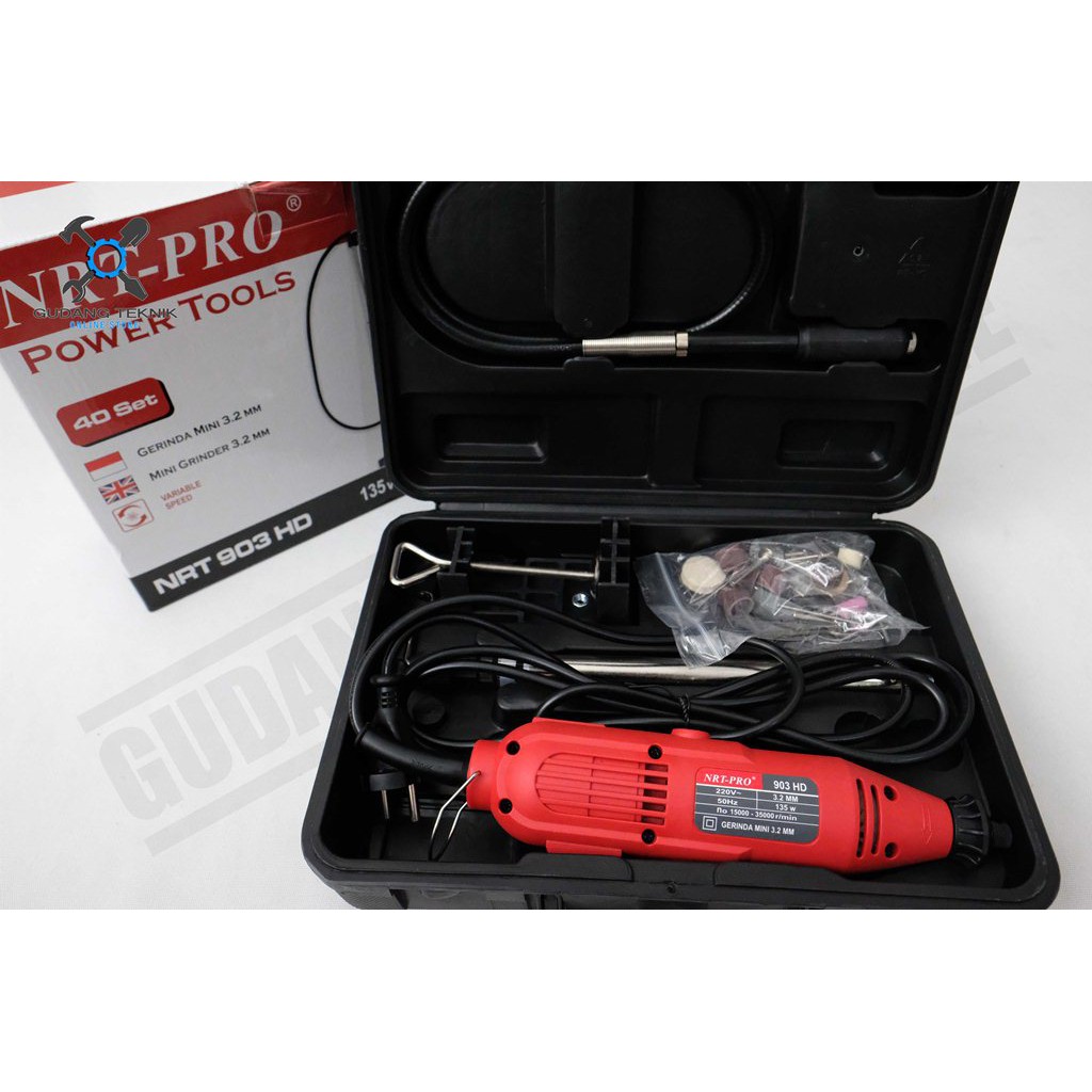 NRT PRO 903 HD - Mini Grinder set 40pcs / Mesin Mini Gerinda / Bor Cun Tuner NRT 903HD