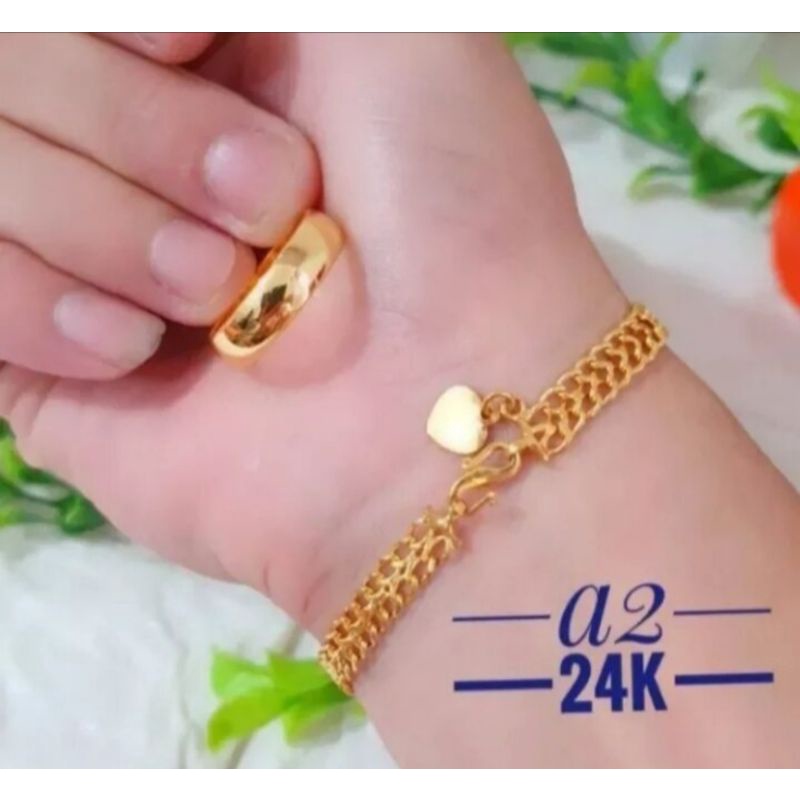 Gelang motif tikar free cincin polos lapis emas anti karat