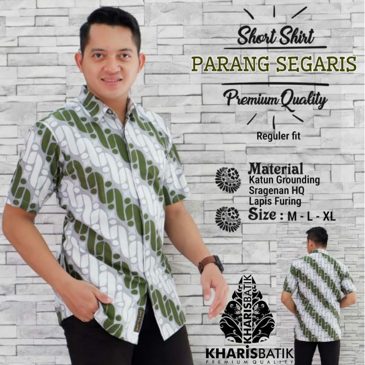 Kemeja Batik Pria Lengan Pendek Parang Segaris ORI  Berfuring Batik Solo Primisima
