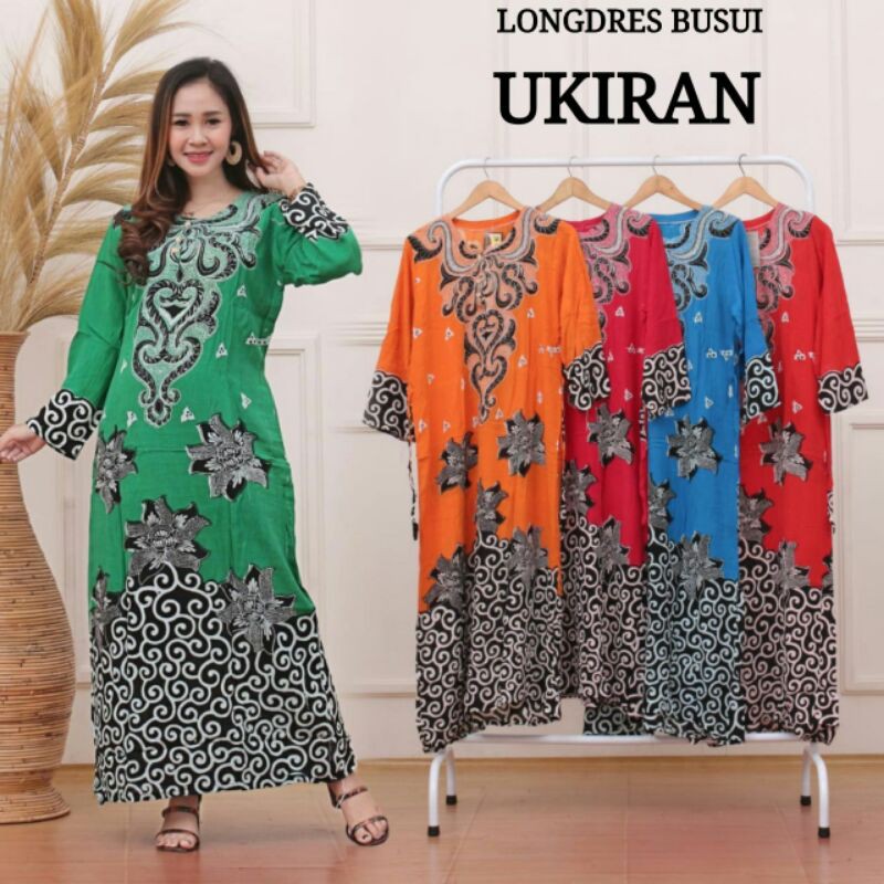 DASTER LONGDRES BUSUI UKIRAN-DASTER KANCING DEPAN-DASTER MURAH-BAHAN ADEM