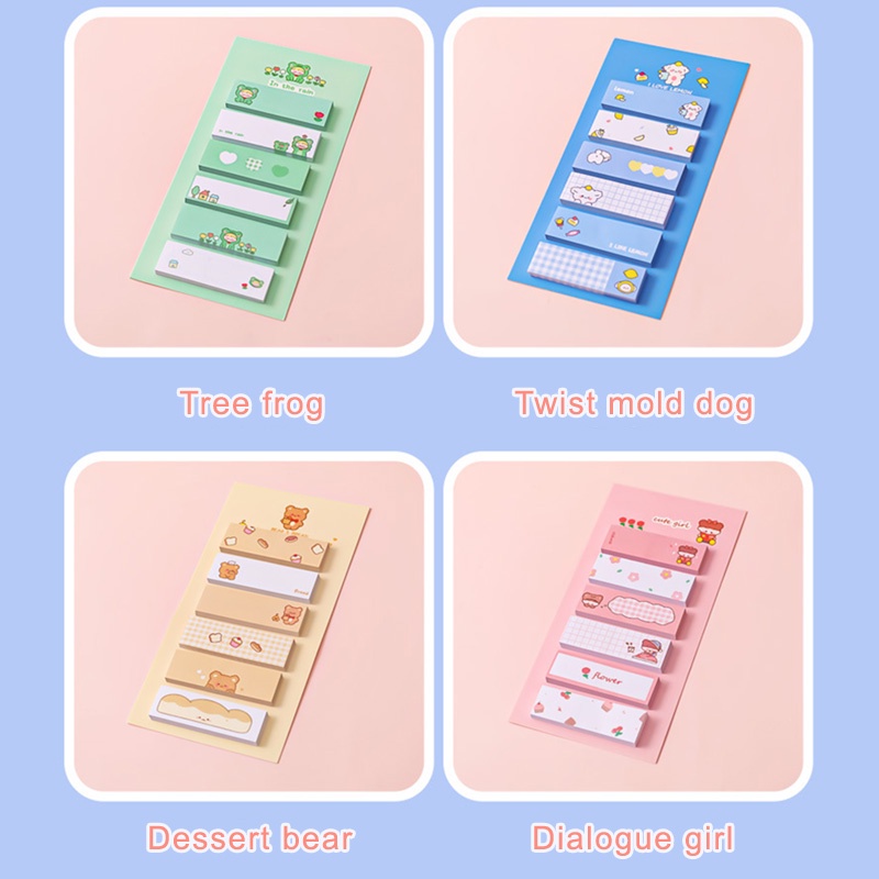 COD❤️Sticky Notes 6 Baris Karakter Lucu 120 Sheets Office Cute Note Gadis Kartun Menempel Pada Indeks Siswa Dengan Petunjuk Untuk Catatan Kreatif