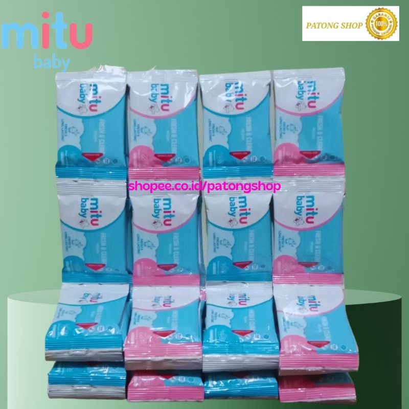 Mitu mini pack Mitu Baby Tissue Basah Travel pack 4's x 12pcs (Renceng)