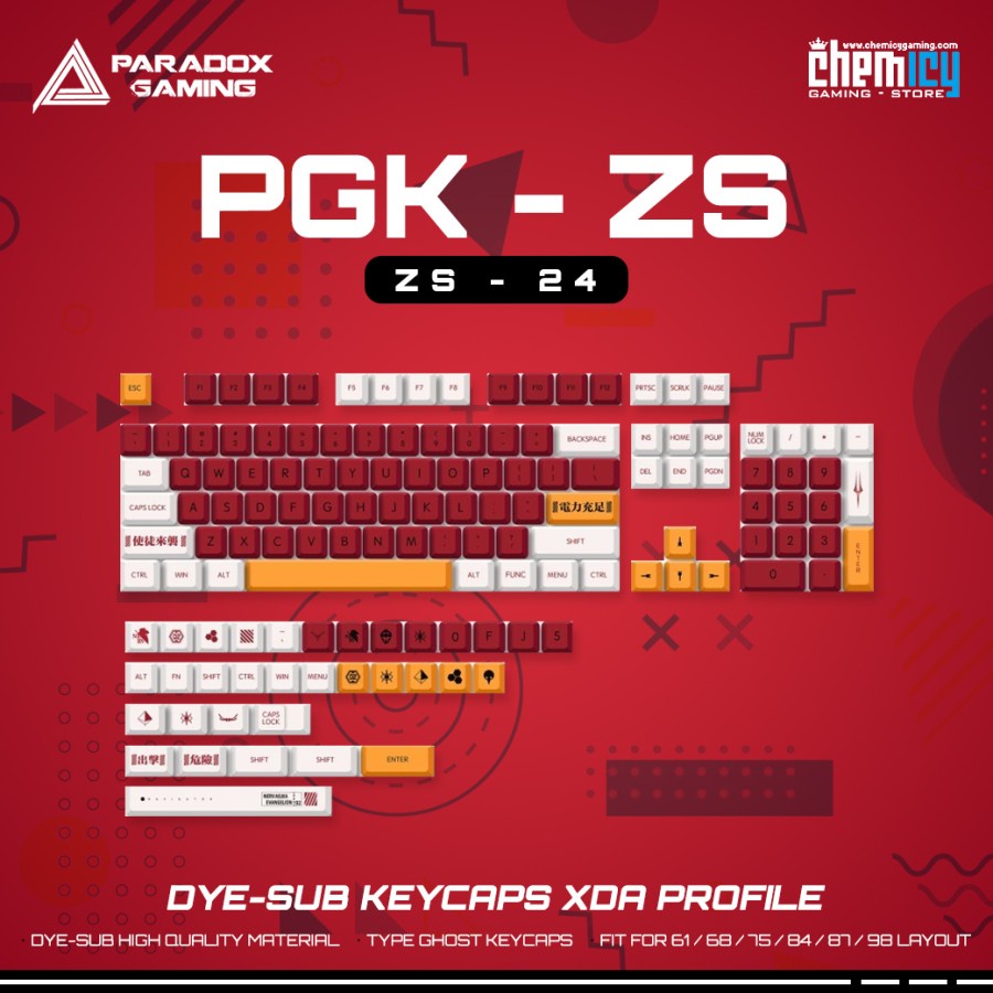 Paradox Gaming ZS-24 / ZS24 Dye-sub Keycaps 138 set XDA Profile