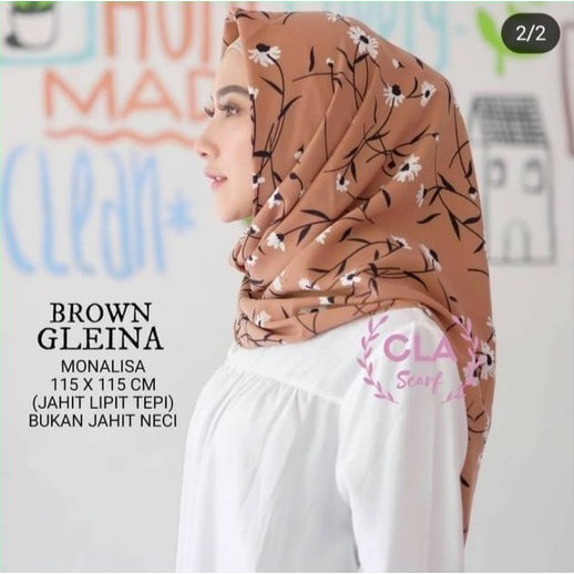 ✅ Gleina Square Segi Empat Satin Monalisa Max Gleina Jilbab Lembut Glenia Square Pink Brown Black