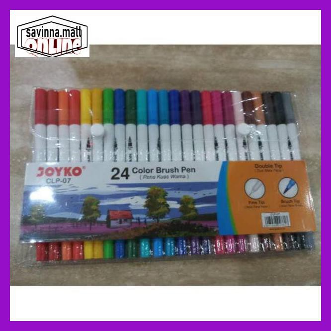 

U0Uo879- Color Brush Pen Joyko Pena Kuas Warna Double Tip 24 Warna Clp-07 Y7Ry688-