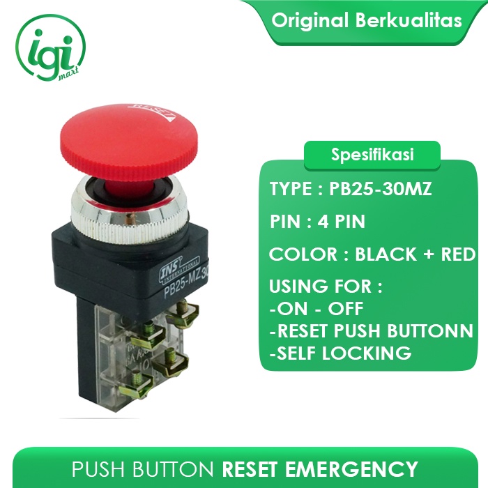 PUSHBUTTON TOMBOL RESET EMERGENCY / PUSH BUTTON ON OFF LOCK TAB