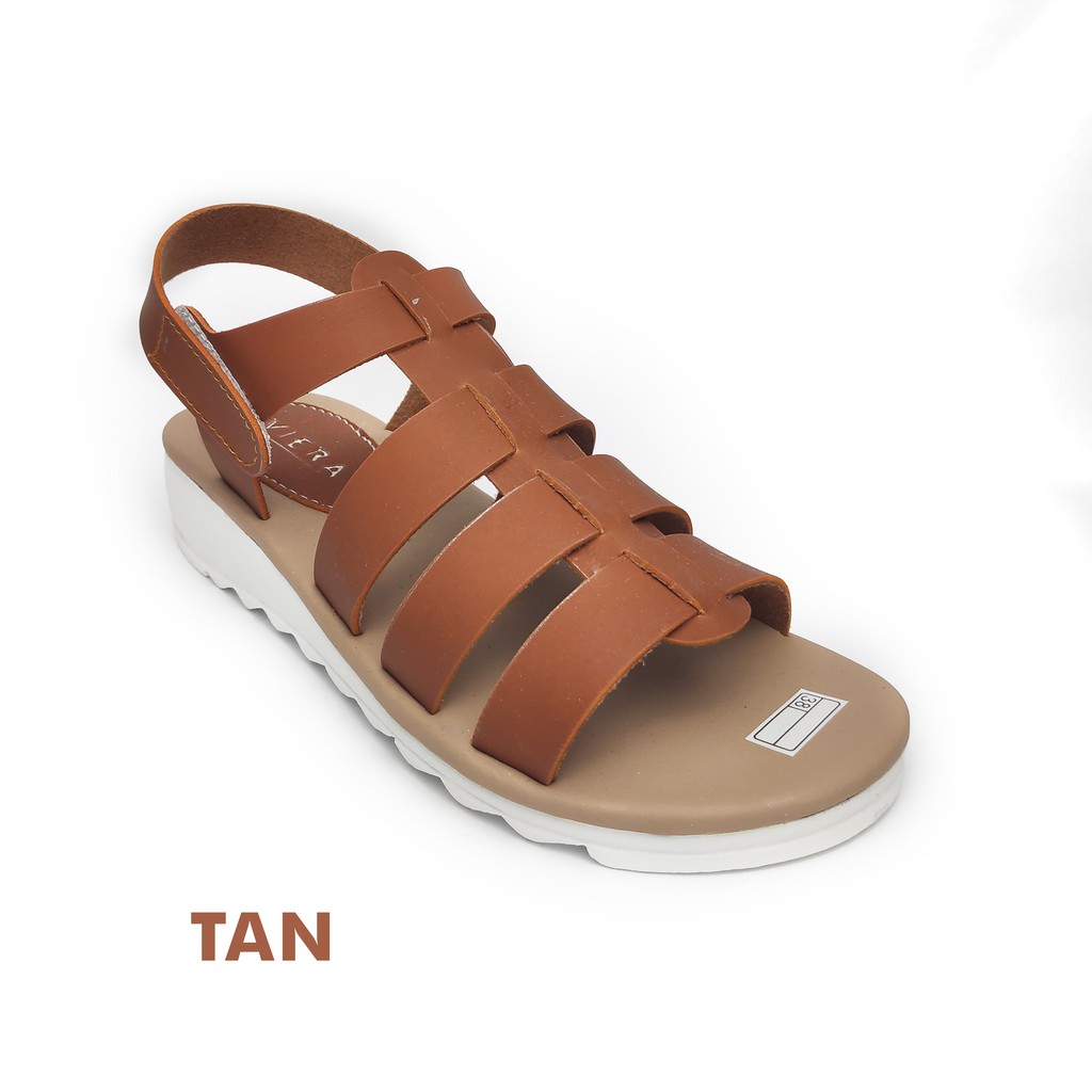 SANDAL WANITA HAK 3CM || STRIP TIGA CEWE KERONJO KULIT