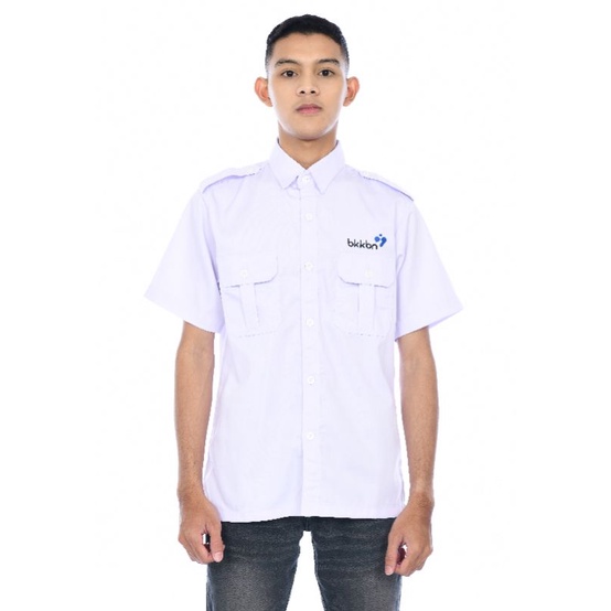 Seragam kerja BKKBN Murah/baju putih BKKBN/kemeja karyawan kantor PNS/kemeja putih custom bordir/baju kantor putih tangan panjang tambah bordir