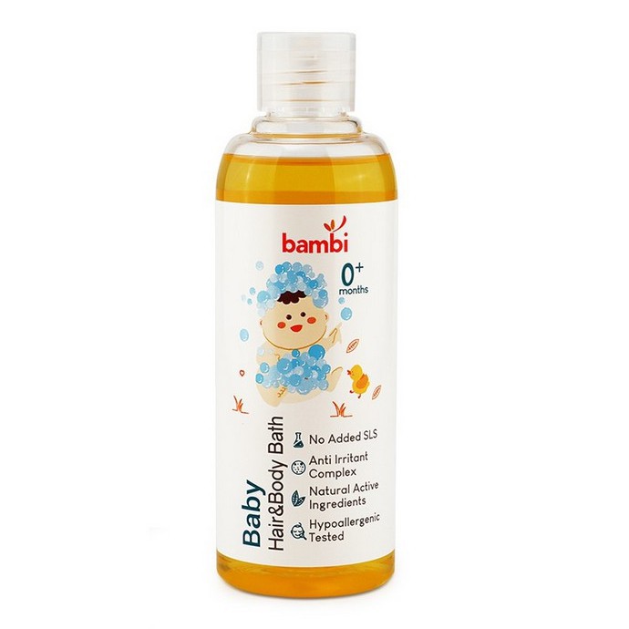 200 ml - BAMBI HAIR &amp; BODY BATH - Sampo &amp; Sabun Cair Untuk Bayi