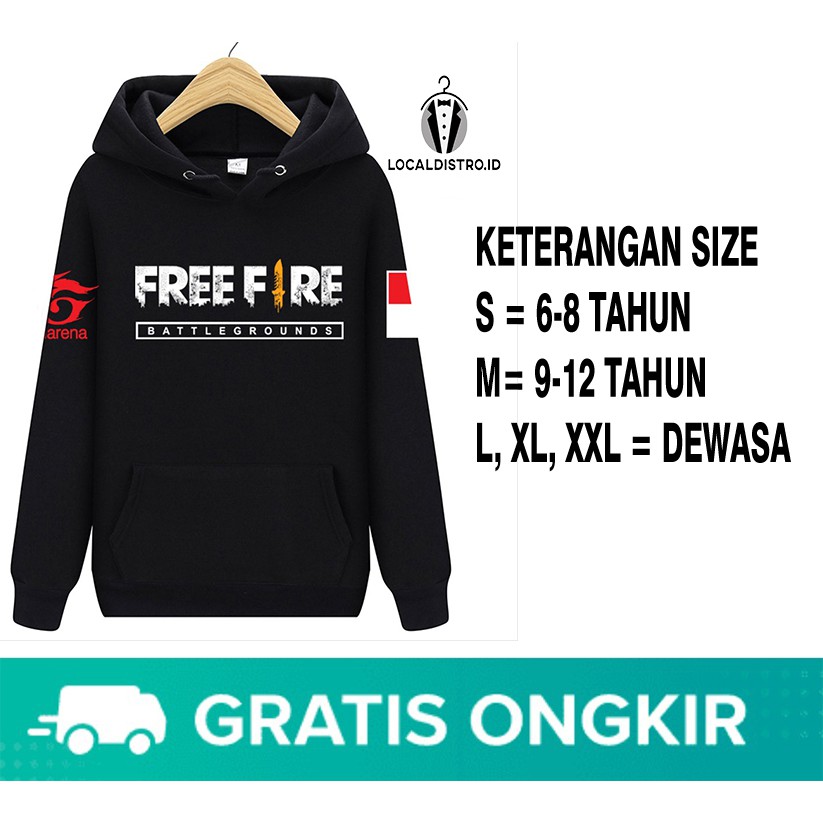 (Cod) Jaket Game Freefire Anak Dan Dewasa / Sweater Hoodie Freefire Game Arena Indonesia Tebal