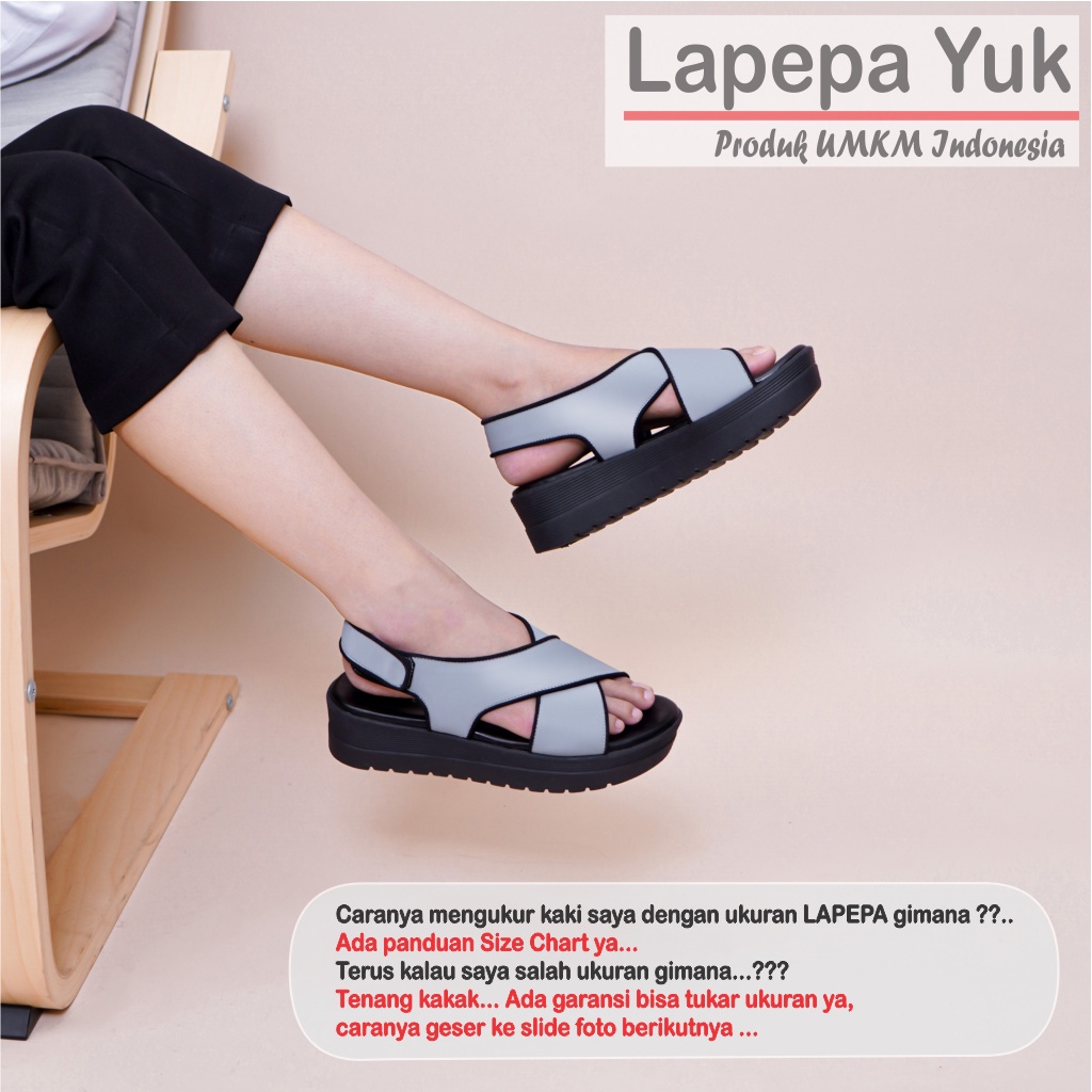 LAPEPA YUK -  Sepatu Sandal Wanita Wedges CLARIE Model Ban dua Tali Strap belakang Hak Tinggi Sole 4 cm Spatu Sendal Gunung Cewek  Size 36 37 38 39 40 Warna BLUE Biru Soft Cewe Kekinian Premium Terbaru Shoes Ori Original Mall Official Store Promo