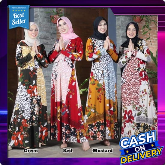 Baju Gamis Wanita Muslim Perempuan Dewasa Terbaru Maxi Dress Shr Ori Wollpeach Import Kancing Busui 