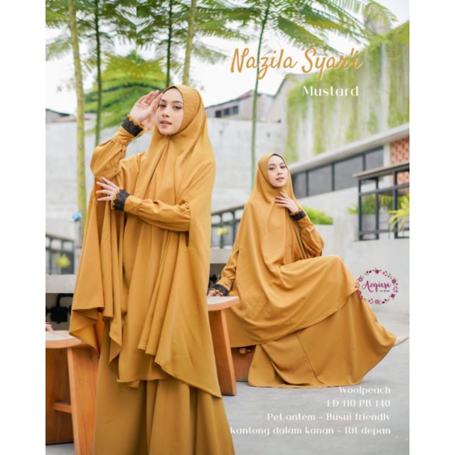 Gamis Syari Terbaru NAZILA ori by AzQiara Set Khimar Jumbo