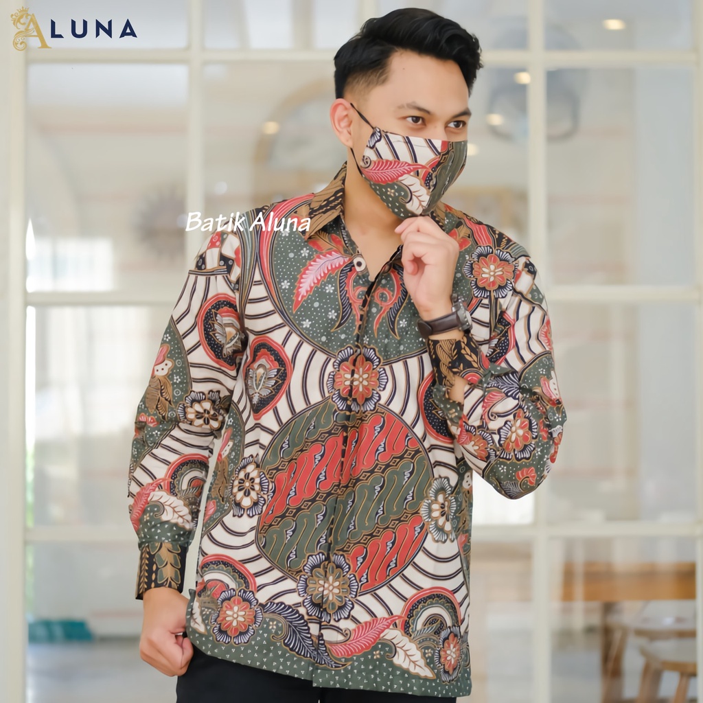 KEMEJA BATIK PRIA PREMIUM LENGAN PANJANG REGULAR BATIK ALUNA PCW 018