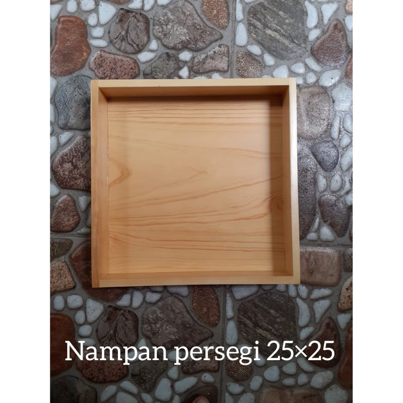 Baki Kayu / Nampan Kayu Pinus 25x25x5 cm Tanpa Lubang