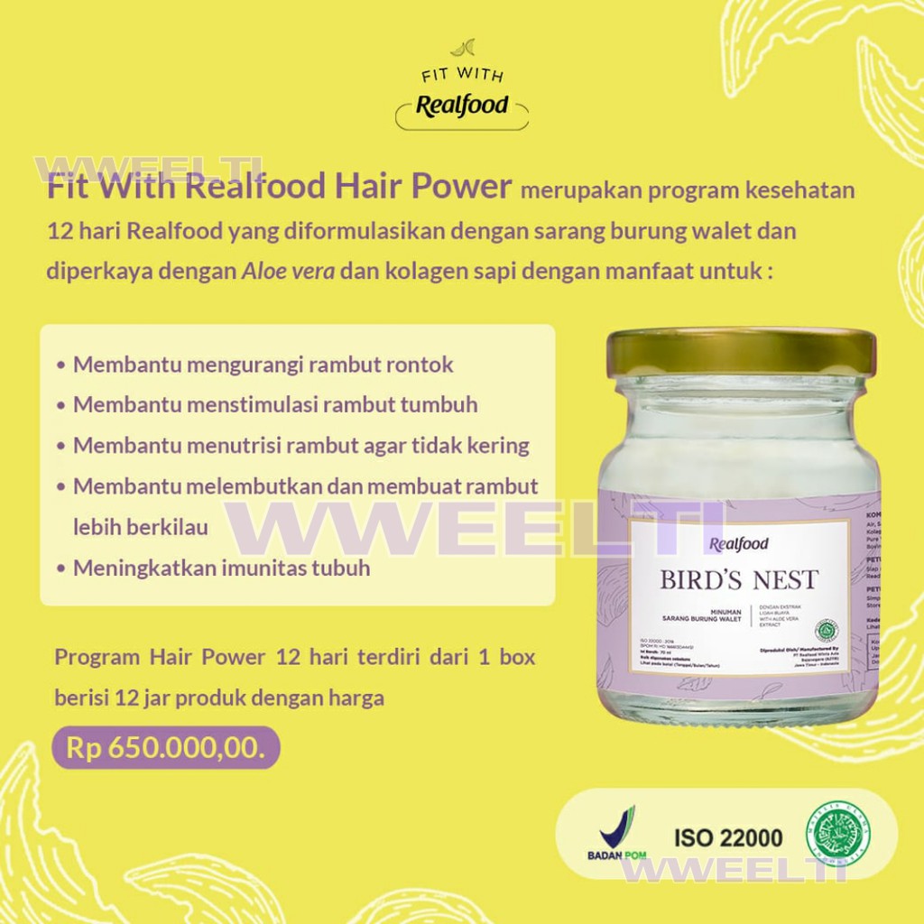 12 Bonus 2 Botol Realfood Hair Power Minuman Sarang Burung Walet Asli Untuk Kesehatan Rambut Indonesia