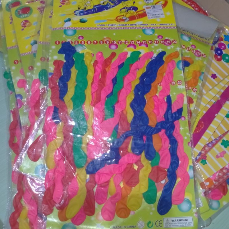 1 lembar isi 40 pcs balon rocket/balon uril