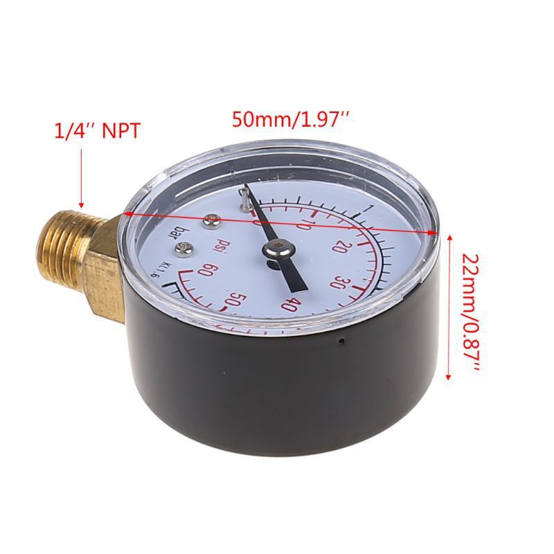 0-60 PSI Mini Pressure Gauge Pool Spa Filter Water Pressure Measuring