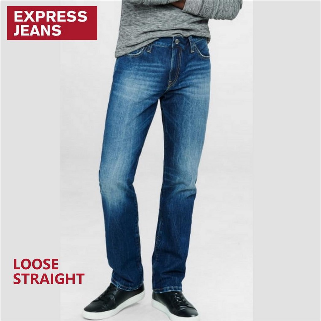 Celana Jeans Pria Branded EXPRESS Original Blake Blue Loose fit Straight leg murah sisa ekspor