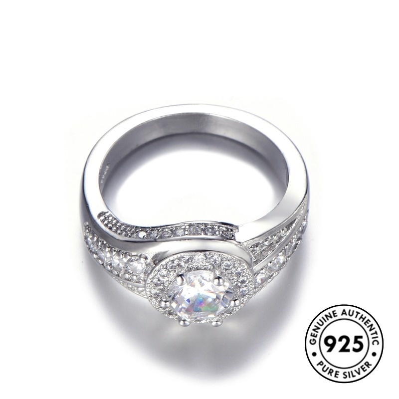 Cincin Berlian Penuh Bahan S925 Silver Untuk Wanita