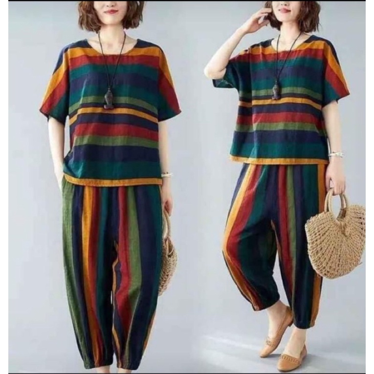 Daster Celana Joger One Set Rayon Kekinian