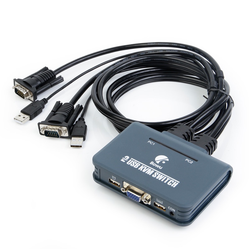 KVM Switch VGA USB 2 Port with Remote include kabel VGA dan USB