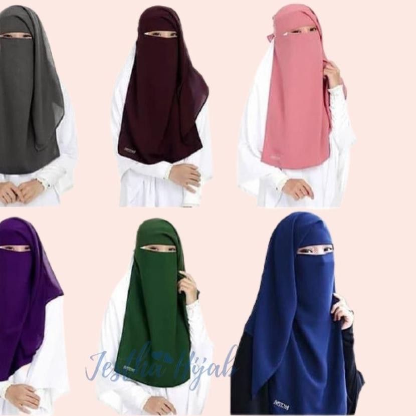 Diskon KODE-288 Niqab Cadar Yaman Savira Mini Wolfis Diamond / Cadar Bandana Niqab Yaman Panjang 7