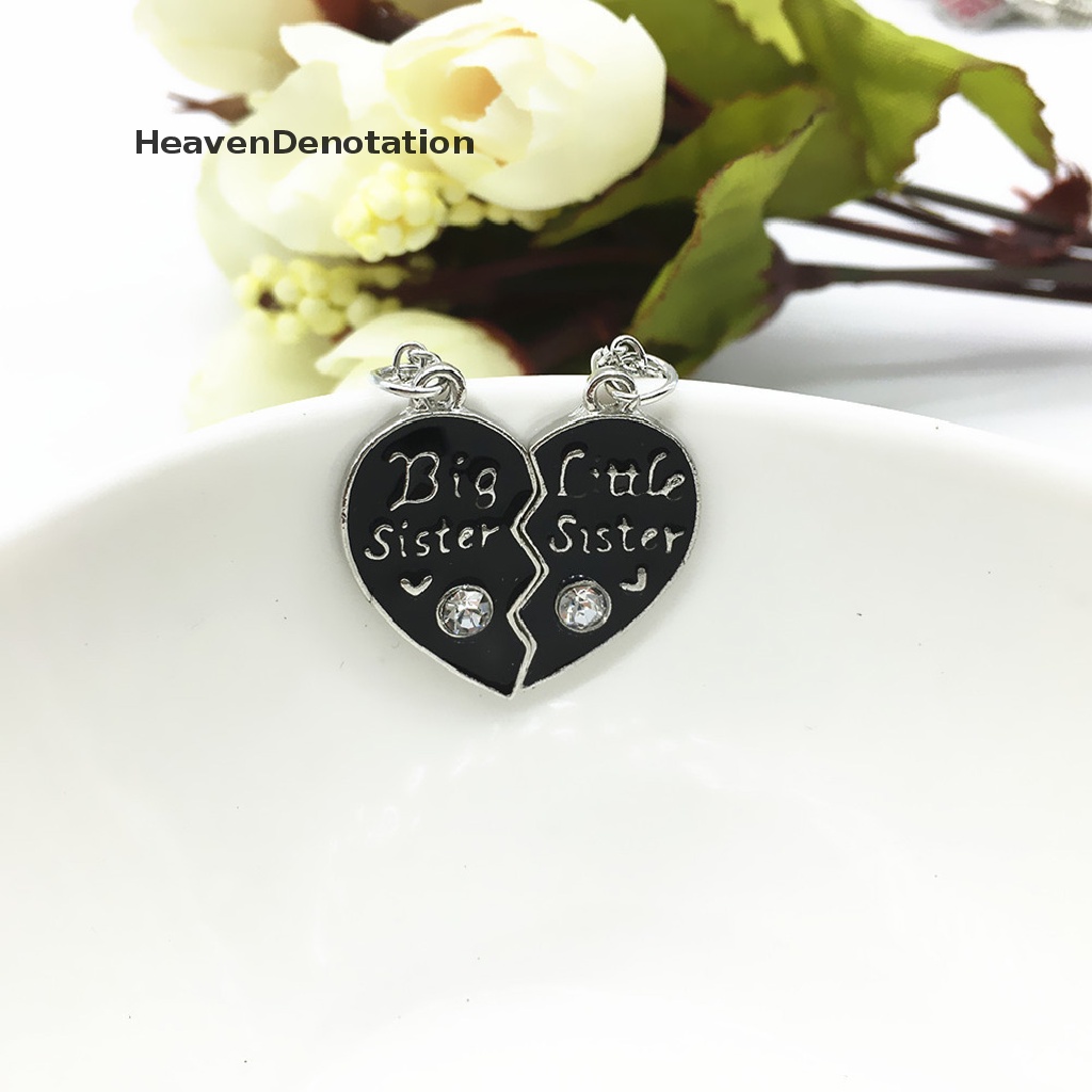 1 Pasang Kalung Rantai Liontin Hati Big Sister Little Sister Untuk Wanita