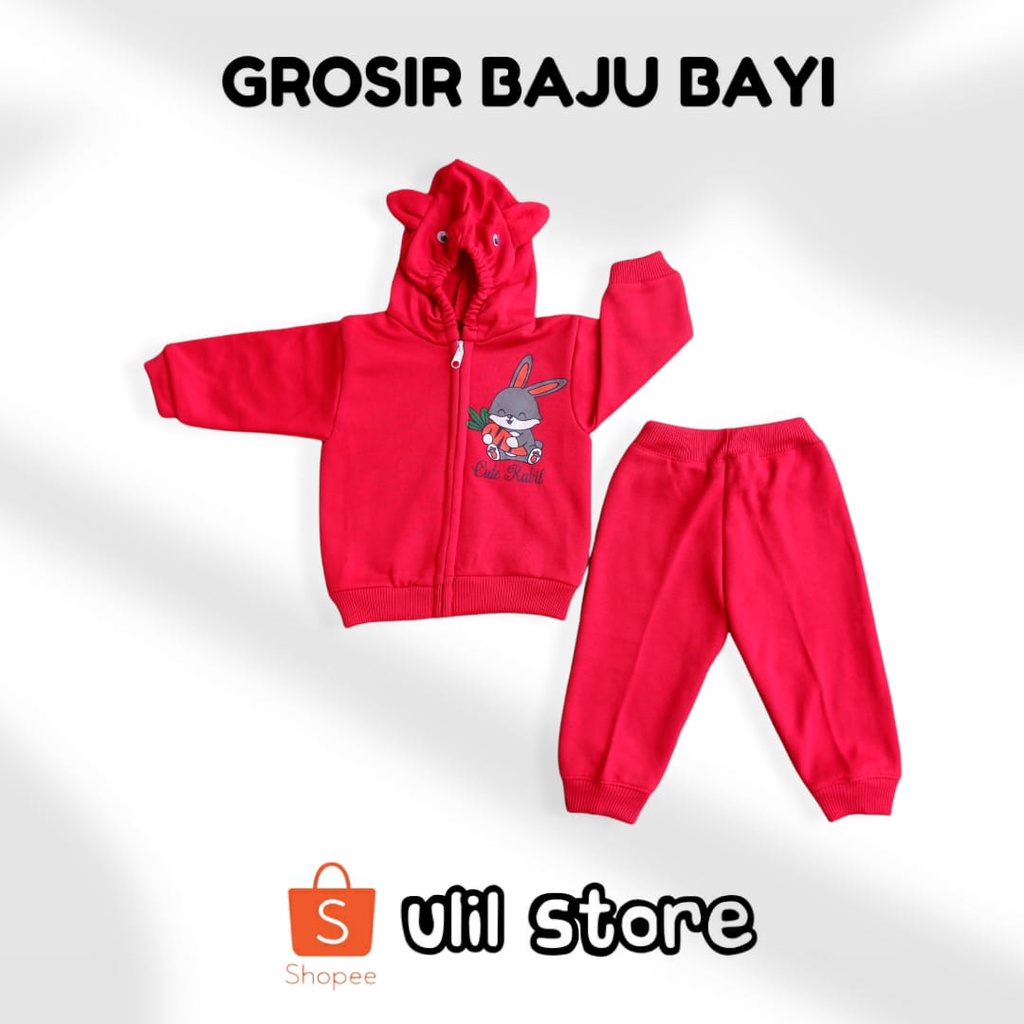 Setelan Jaket Bayi Anak 3 - 18 Bulan, Setelan Sweater Anak CUTE RABBIT, Sweater Bayi Celana Joger-1