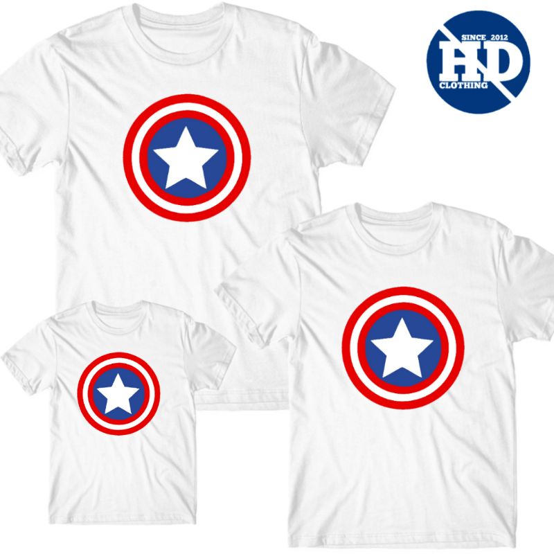 Kaos Captain America cotton combed 30s, atasan anak ibu dan ayah - baju family