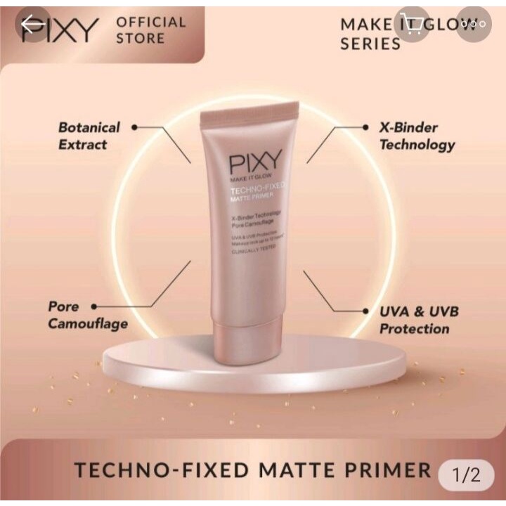 Pixy Techo Fixed Matte Primer 25 ml / Pixy Make It Glow Techno Fixed Matte Primer 101 Fair Beige / Pixy Make It Glow Series