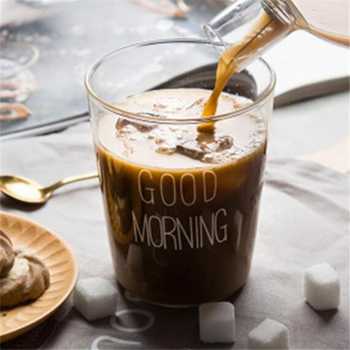 Original Gelas kopi double wall cangkir kopi teh double wall coffee glass mug double wall unik-Good Morning White